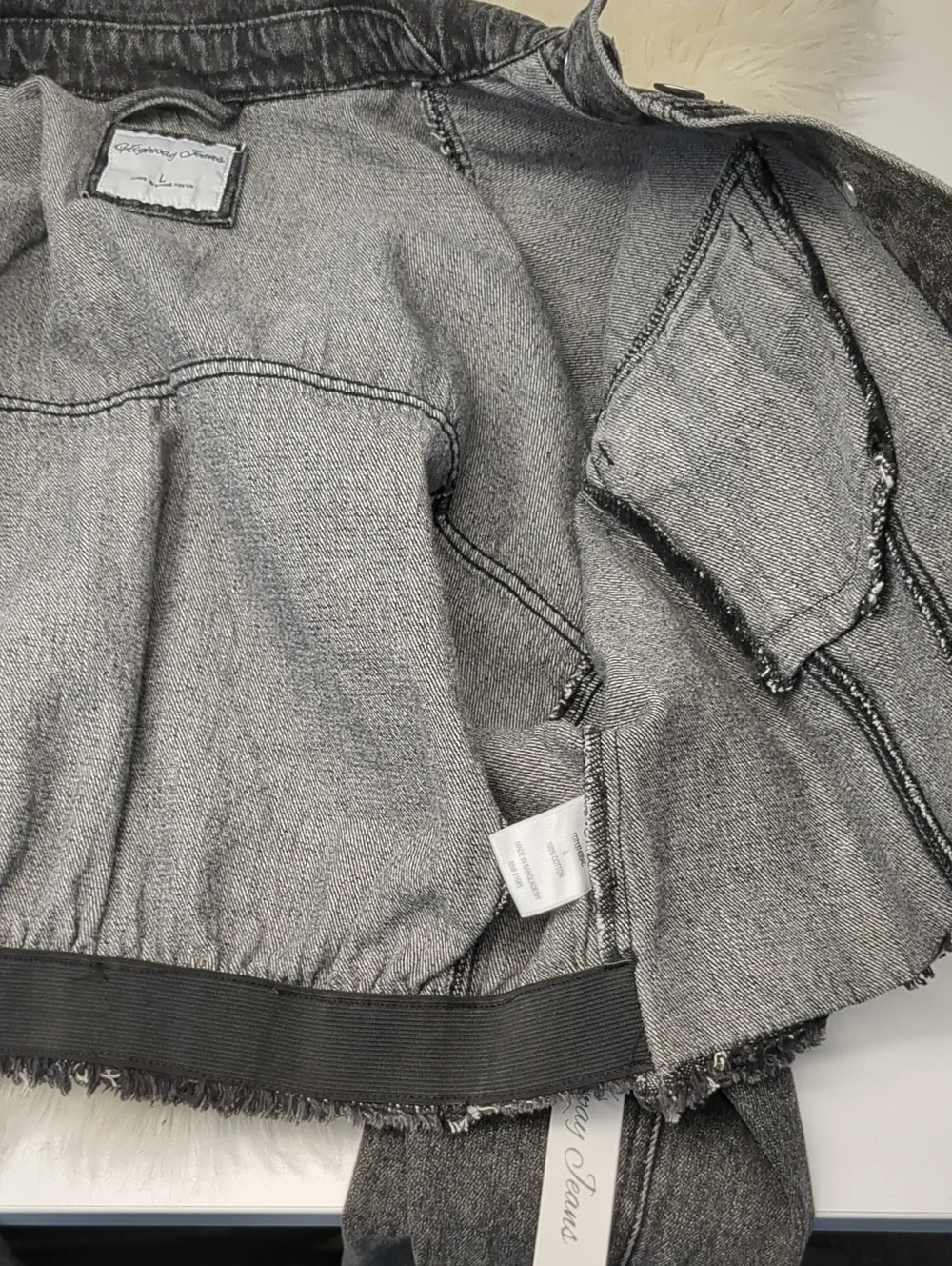 Highway Jeans Cropped Denim Jacket Black & Gray L